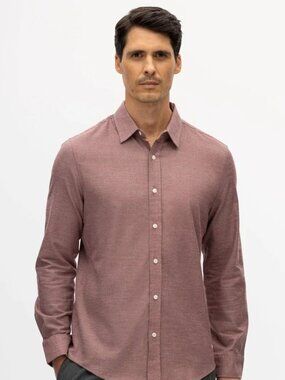 Julian & Mark Heather Burgundy Brushed Flannel Shirt